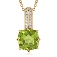 EverTrue Hebei Peridot and White Zircon 2.50 ctw Pendant in 18K YG Plated with ION Plated YG Stainless Steel Necklace 20 Inches