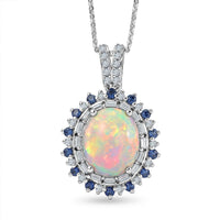 D'Joy Premium Ethiopian Welo Opal and Multi Gemstone 4.15 ctw Pendant Necklace in Rhodium Over Sterling Silver 20 Inches