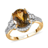 LUXORO 14K Yellow Gold Premium Natural Golden Tanzanite and G-H I3 Diamond Ring (Size 10.0) 3.50 Grams 3.10 ctw