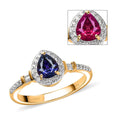 ILIANA 18K Yellow Gold AAA Tanzanian Color Change Sapphire and G-H SI Diamond Halo Ring 3.05 Grams 0.90 ctw with Free UV Torch - Sticky add to cart bar
