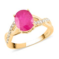Doorbuster LUXORO 14K Yellow Gold AAA Mozambique Ruby and G-H I2 Diamond Ring 3.15 Grams 2.25 ctw - Sticky add to cart bar