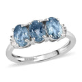 Doorbuster LUXORO 14K White Gold AAA Santa Maria Aquamarine, Diamond (G-H, I3) Trilogy Ring (Size 7.0) 1.25 ctw - Sticky add to cart bar
