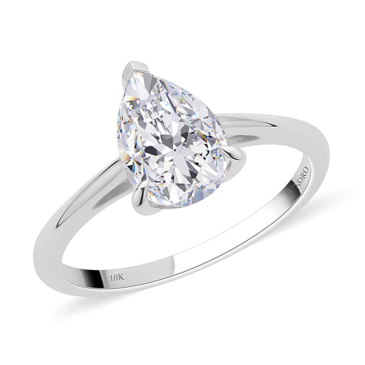 LUXORO 10K White Gold Moissanite Solitaire Ring (Size 6.0) 1.90 ctw