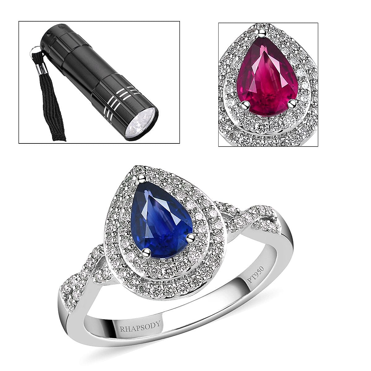 RHAPSODY 950 Platinum AAAA Color Change Sapphire and E-F VS2 Diamond Cocktail Ring 5.50 Grams 1.10 ctw