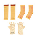 Set of 3 Pairs of Beige Copper Infused Compression Set of Foot, Gloves and Calf Sleeves - L - Sticky add to cart bar