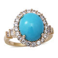 Luxoro AAA Sleeping Beauty Turquoise and White Zircon 5.65 ctw Halo Ring in 10K Yellow Gold - Sticky add to cart bar
