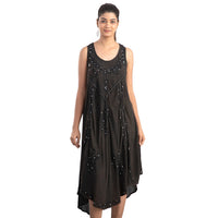 JOVIE Black Womenâ€™s Umbrella Dress with Sequin Floral Embroidery - One Size Missy (44"Lx23"W)