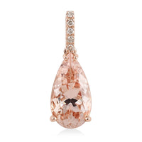 Luxoro 14K Rose Gold AAA Marropino Morganite and G-H I2 Diamond Pendant without Chain 2.50 ctw