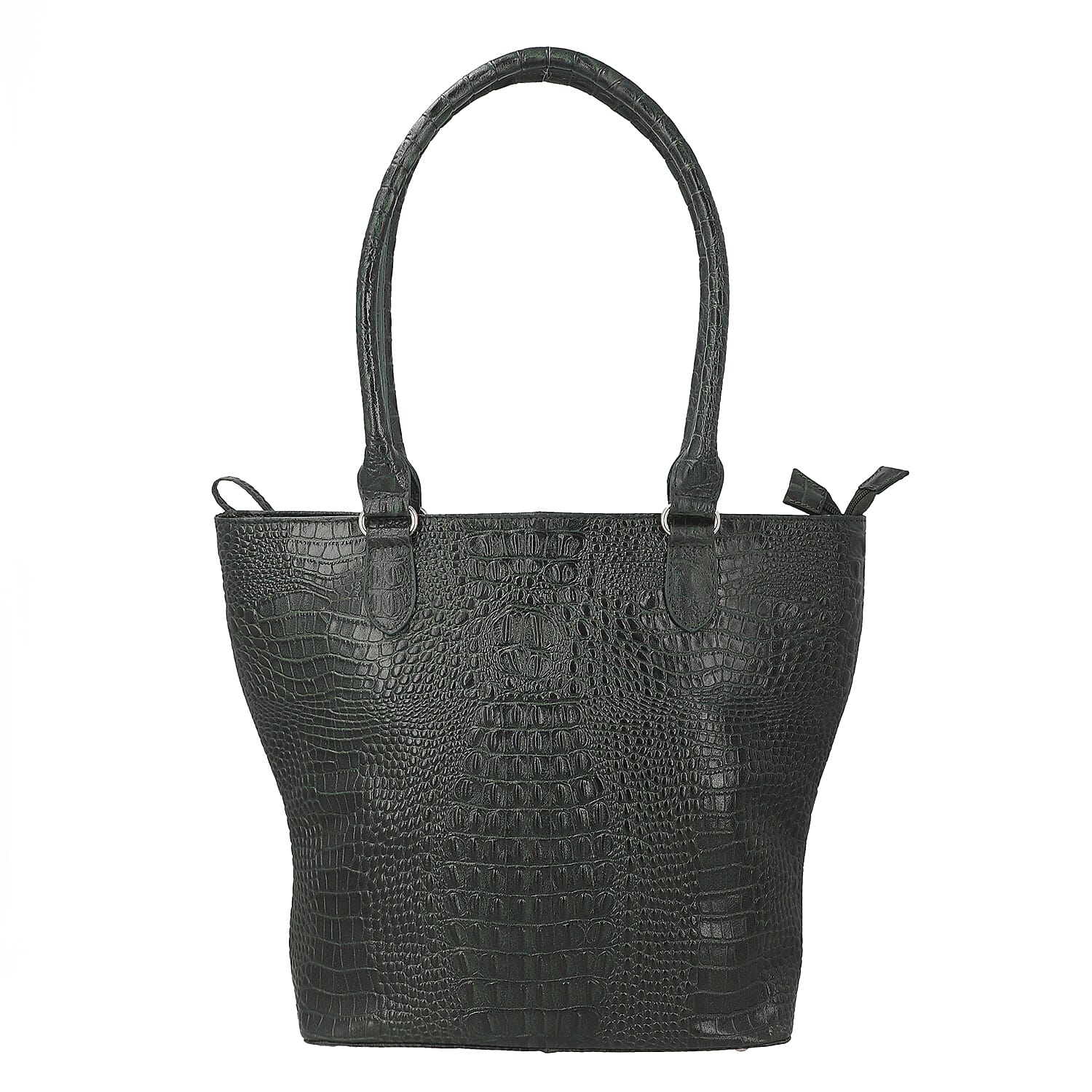 Black Dual Tone Croco Embossed Cow Genuine Leather Tote Bag Dual Tone (15.75" x 4" x 13")