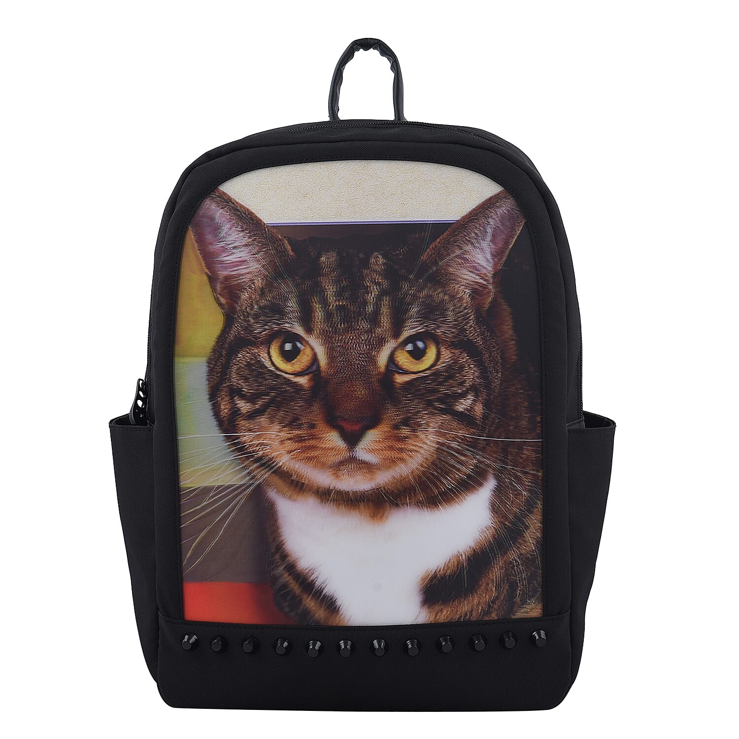Black 5D PC Cat Pattern Backpack (10.75"x5.25"x14.5")
