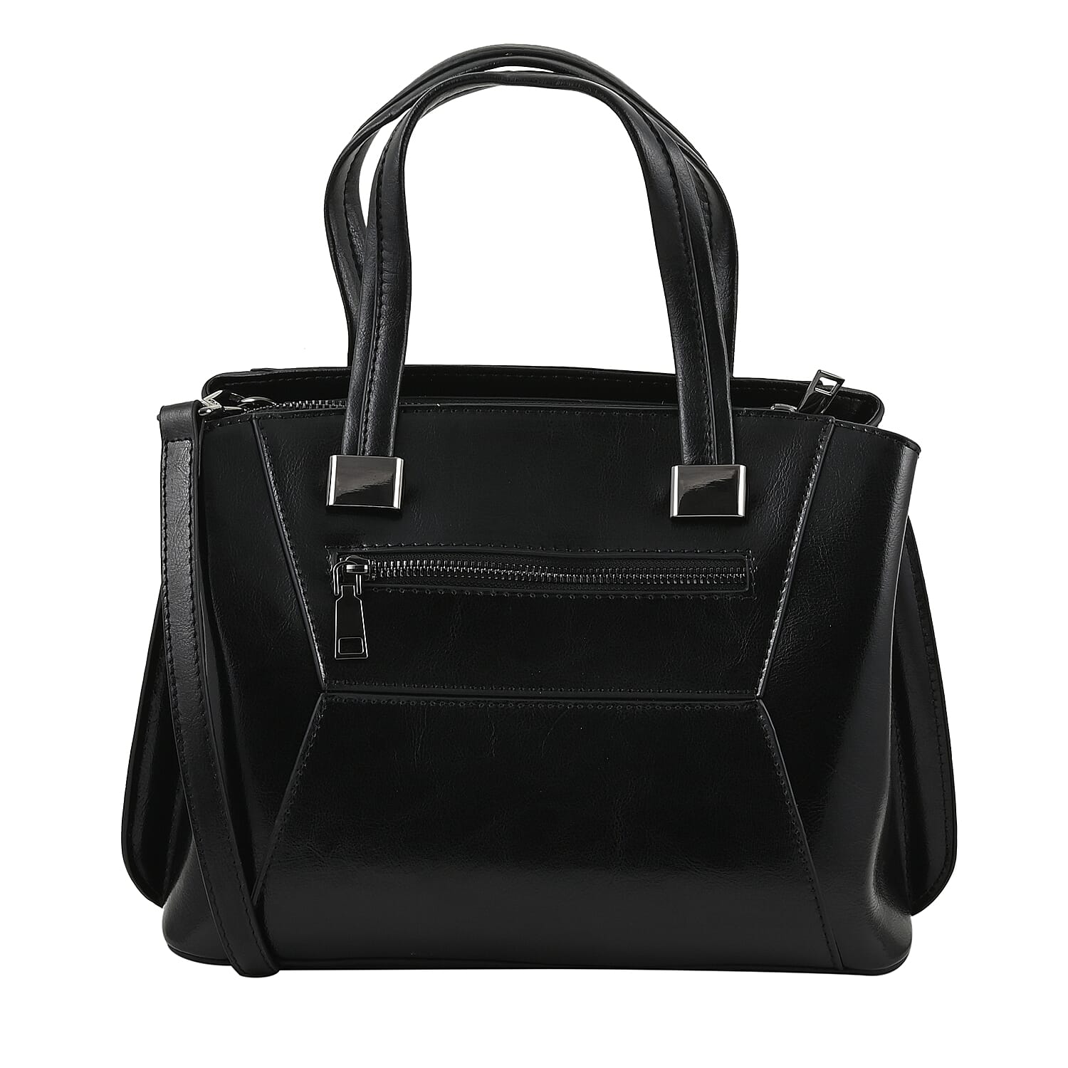 Hong Kong Closeout Collection Black Genuine Leather Crossbody Bag (10.63x4.72x8.46) with Set of 2 Woven & Leather Strap