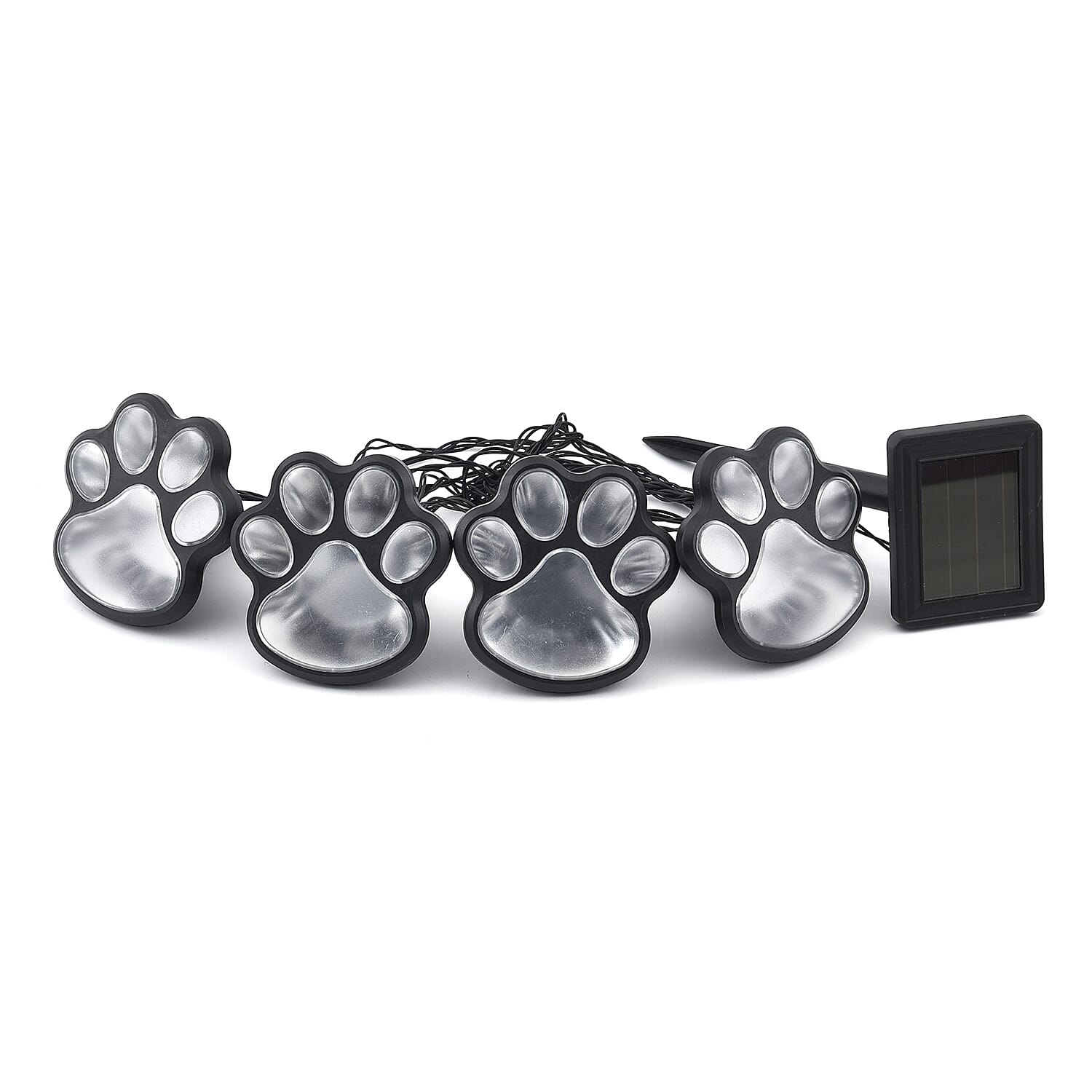 HOMESMART Set of 4 Waterproof Paw Print Solar Lights (3.42"x3.54"x3.54") (White Light)