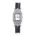 GENOA White Austrian Crystal Miyota Japanese Movement Amethyst Triple-row Beaded Stretch Bracelet 131.00 ctw - Sticky add to cart bar