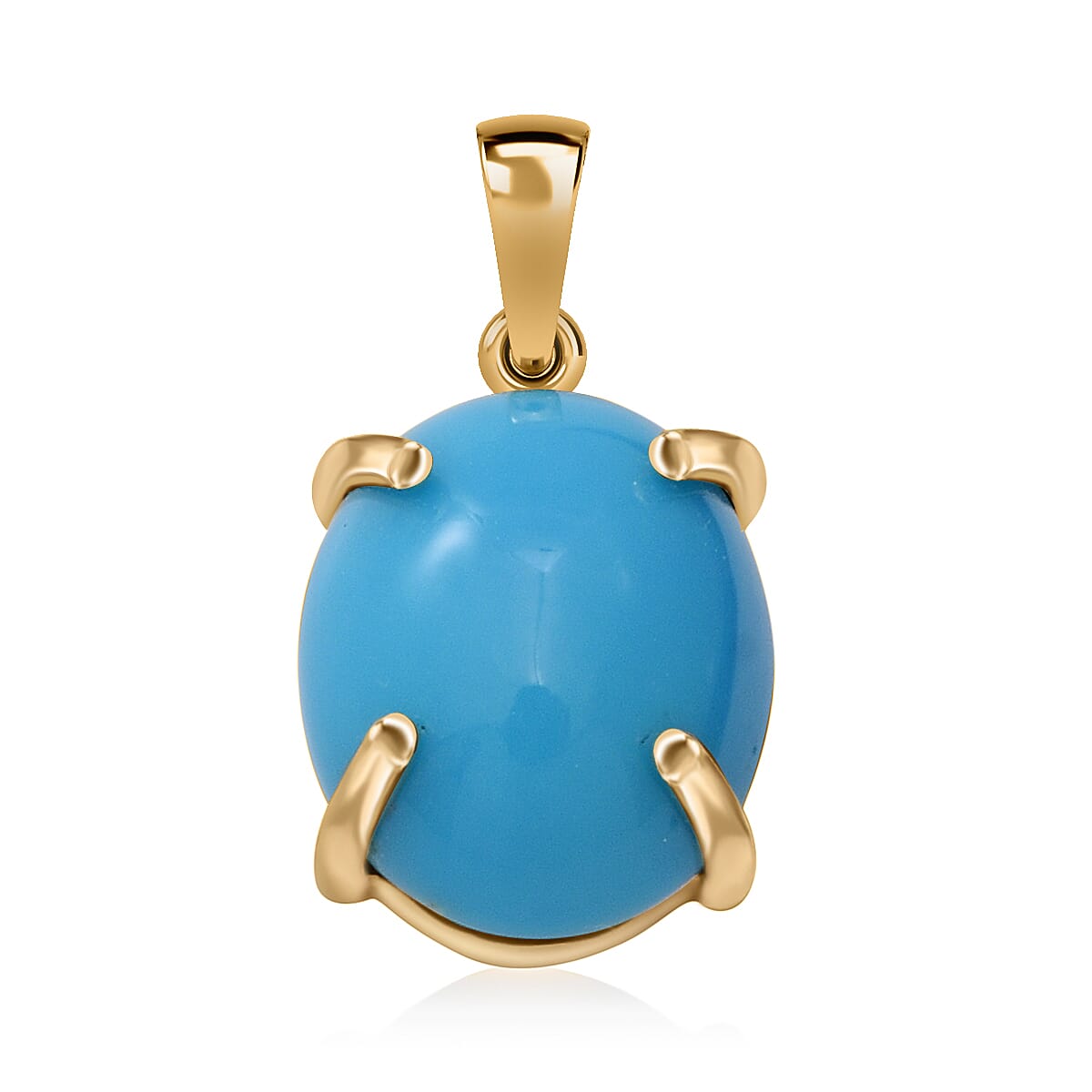 Luxoro Premium Sleeping Beauty Turquoise 3.25 ctw Solitaire Pendant without Chain in 10K Yellow Gold