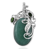 Bali Legacy Green Aventurine and Natural Chrome Diopside Pendant in Sterling Silver 11 Grams 39.00 ctw