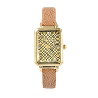 STRADA White Crystal Japanese Movement Watch with Black Faux Leather Strap