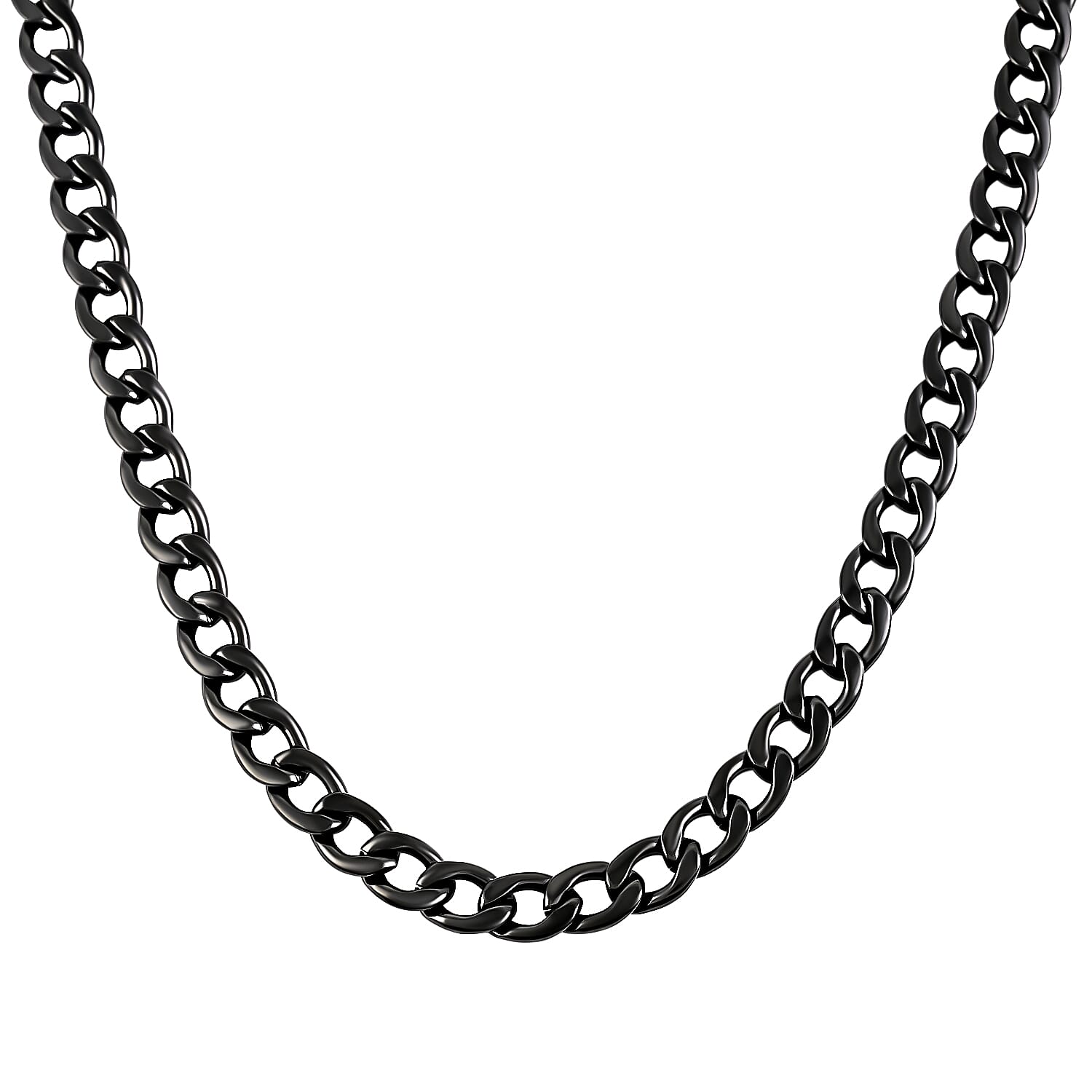 Curb Necklace 24 Inches in ION Plated Black Stainless Steel 58.60 Grams