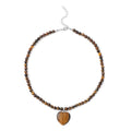 Lapis Lazuli Beaded Necklace with Heart Pendant 18 Inches in Silvertone 145.50 ctw - Sticky add to cart bar