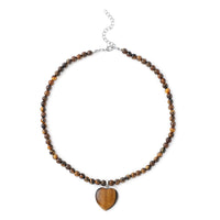 Lapis Lazuli Beaded Necklace with Heart Pendant 18 Inches in Silvertone 145.50 ctw