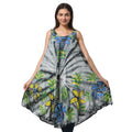 TAMSY  Stripe Tie Dye with Floral Umbrella Dress - One Size Fits Most (48""x44"") - Sticky add to cart bar