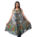 TAMSY Stripe Floral Tie Dye  Umbrella Dress - One Size Fits Most (48""x44"") - Sticky add to cart bar
