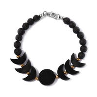 California Black Jade, Hematite, Lava Beaded Bracelet in Platinum Over Sterling Silver (7.25 In) 57.35 ctw