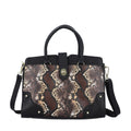 Black & Brown Snake Skin Print Genuine Leather Convertible Tote Ba (12.6"x4.72"x9.06") - Sticky add to cart bar