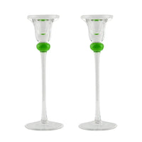 Made In Italy 2 Piece Authentic Green Murano Glass Candle Holder