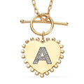 Natural White Zircon Initial A Heart Toggle Clasp Pendant Necklace (18 Inches) in Vermeil YG Over Sterling Silver 0.10 ctw - Sticky add to cart bar