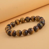 South African Yellow Tiger's Eye Seiheki Reiki Power Symbol Engraved Beaded Stretch Bracelet 147.00 ctw