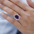 LUXORO 10K Yellow Gold AAA Moroccan Amethyst, Diamond (0.30 cts) Halo Ring (Size 10.0) (2.85 g) 6.15 ctw - Sticky add to cart bar