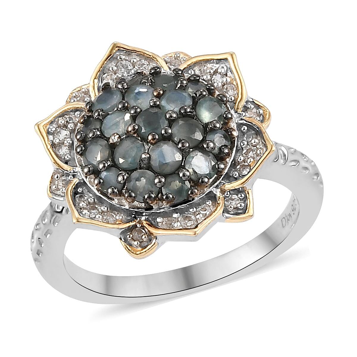 Narsipatnam Alexandrite and Natural White Zircon Spinner Ring in Vermeil Yellow Gold and Platinum Over Sterling Silver 1.00 ctw (1)