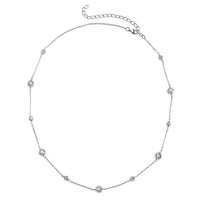 Green Moissanite Beaded Station Necklace 18-21 Inches in Rhodium Over Sterling Silver 11.75 ctw