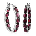 Orissa Rhodolite Garnet Inside Out Hoop Earrings in Platinum Over Sterling Silver 7.25 Grams 9.40 ctw - Sticky add to cart bar