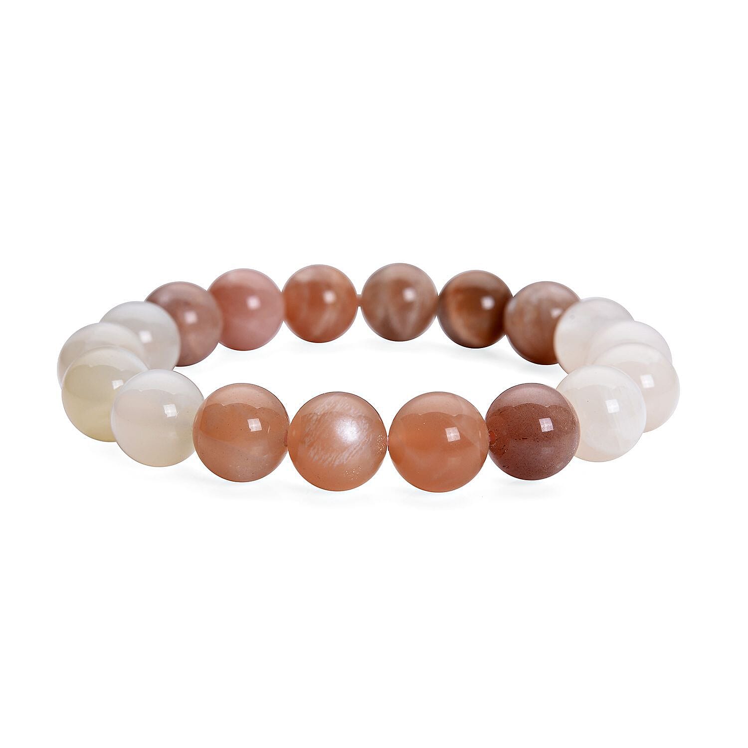 Multi Moonstone 9-11mm Beaded Stretch Bracelet 145.50 ctw