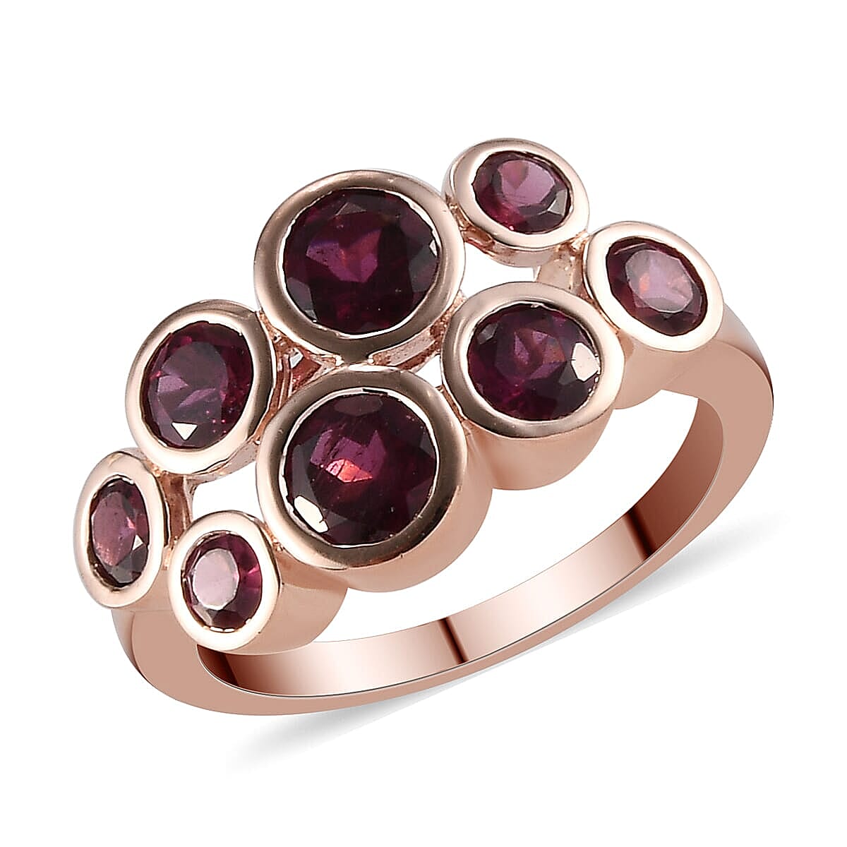 Orissa Rhodolite Garnet Ring in Vermeil Rose Gold Over Sterling Silver (Size 10.0) 2.75 ctw