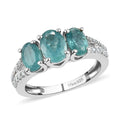 Premium Grandidierite and Natural White Zircon Trilogy Ring in Platinum Over Sterling Silver (Size 6.0) 1.85 ctw - Sticky add to cart bar