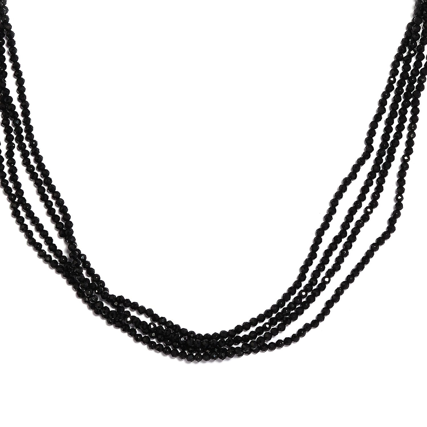 Thai Black Spinel Necklace, Black Multi Layered Necklace, Multi Strand Necklace (100 Inches) 91.00 ctw