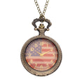 STRADA Glass Japanese Movement American Flag Pattern Pocket Watch with Chain (31 Inches) in Goldtone - Sticky add to cart bar