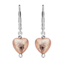 Marvelous Meteorites Lever Back Heart Earrings in Rhodium Over Sterling Silver