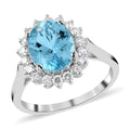 Certified & Appraised Rhapsody 950 Platinum AAAA Santa Maria Aquamarine, Diamond (E-F, VS) (0.47 cts) Sunburst Ring (Size 7.0) (5.25 g) 2.65 ctw - Sticky add to cart bar