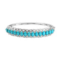 AMERICAN Natural Sleeping Beauty Turquoise Bangle Bracelet in Platinum Over Sterling Silver (7.25 In) 18.90 Grams 10.40 ctw - Sticky add to cart bar