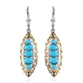 AMERICAN Natural Sleeping Beauty Turquoise Lever Back Earrings in Vermeil Yellow Gold and Platinum Over Sterling Silver 2.65 ctw - Sticky add to cart bar