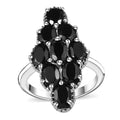 Natural Thai Black Spinel Elongated Ring in Stainless Steel (Size 6.0) 5.40 ctw - Sticky add to cart bar