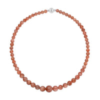 Tanzania Golden Sunstone Bead Necklace In Rhodium Plated Sterling Silver, Silver Beaded Necklace For Women (20 Inches) 578.00 ctw