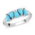 AMERICAN Natural Sleeping Beauty Turquoise 5 Stone Ring in Stainless Steel 0.80 ctw - Sticky add to cart bar