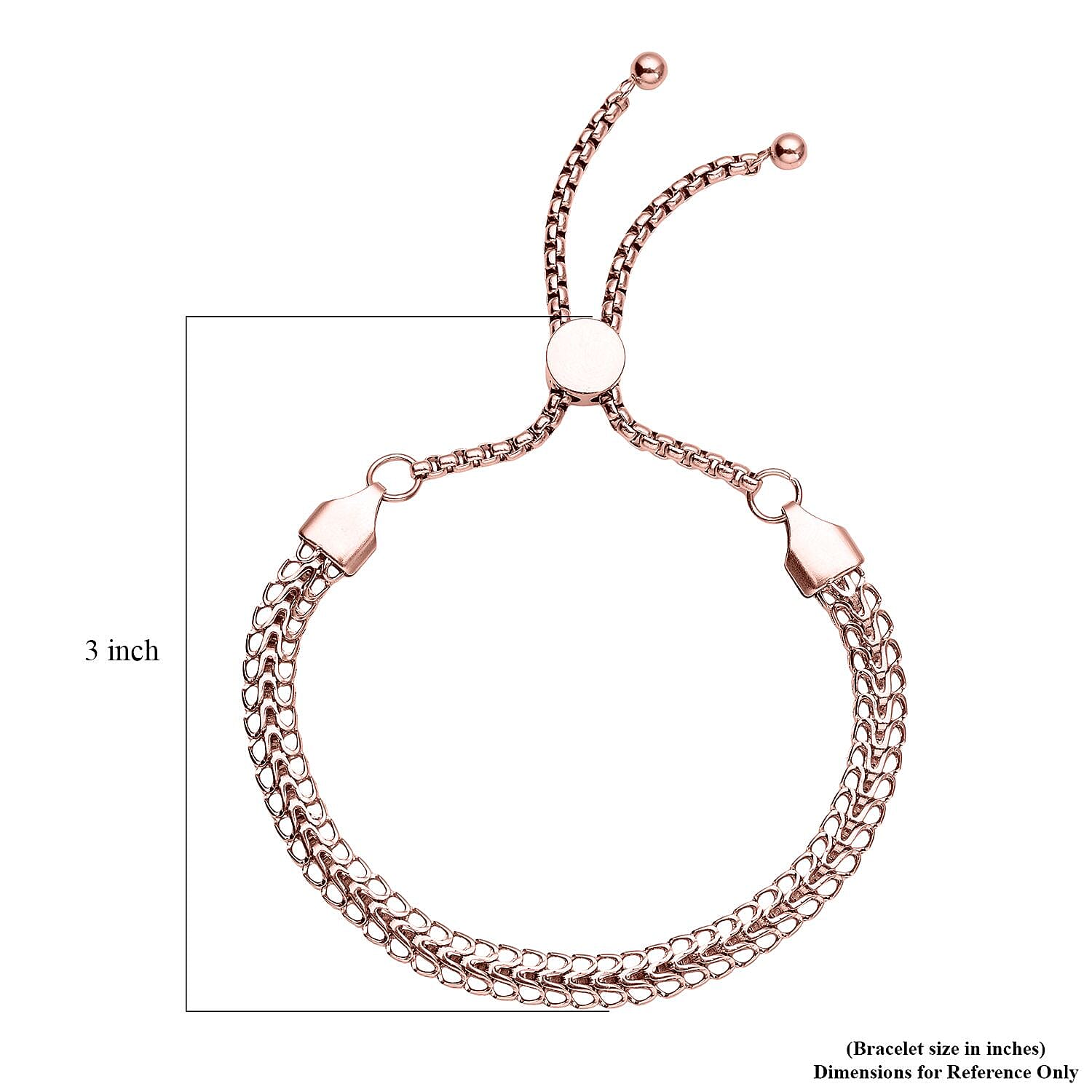 Fancy Mesh Chain Bracelet with Adjustable Ball in ION Plated RG Stainless Stee