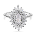 Simulated Garnet and White Diamond Cocktail Ring in Silvertone (Size 10.0) 1.85 ctw - Sticky add to cart bar