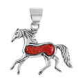SANTA FE Style Coral Horse Pendant in Sterling Silver - Sticky add to cart bar