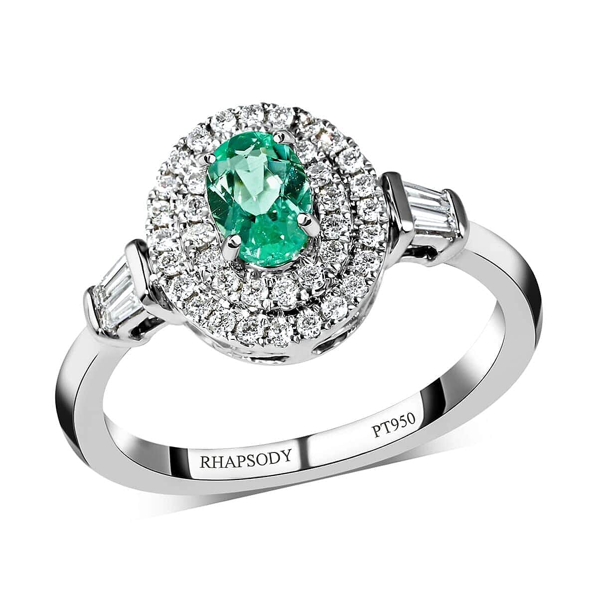 Certified & Appraised 950 Platinum AAAA Paraiba Tourmaline and E-F VS Diamond Double Halo Ring (Size 6.0) 5.40 Grams 0.85 ctw